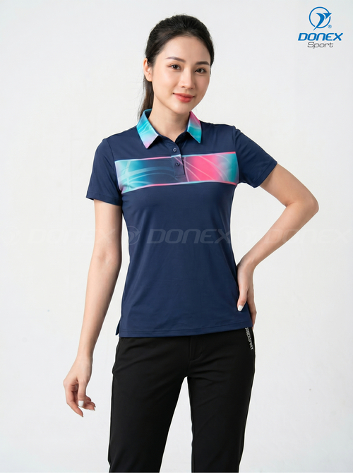 Áo thể thao nữ AC-3858-12-01 Navy phối trắng